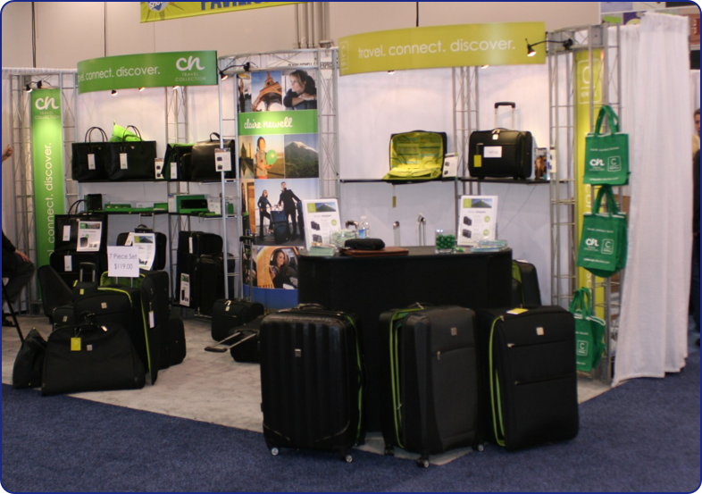 Claire Newell rented this Pacifica to show off all her cool bags the the Luggage Show in Las Vegas in 2010. The bags looked great against the clean white satin fabric back panels.